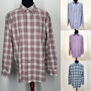 4 Jos A Bank Multicolored Plaid Button-Down Shirts Traveler Collection Large